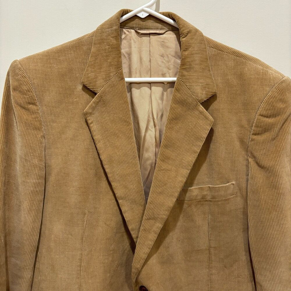 VTG Joe Namath Corduroy Blazer Men 42R 2-Button Camel Tan Classic Retro Academia - Picture 2 of 14